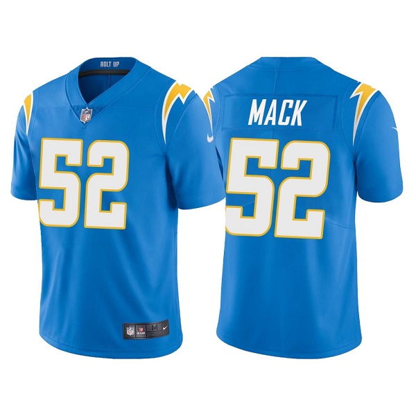 Men's Los Angeles Chargers #52 Khalil Mack 2021 Blue Vapor Untouchable Limited Stitched Jersey Men's Los Angeles Chargers #52 Khalil Mack 2021 Blue Vapor Untouchable Limited Stitched Jersey